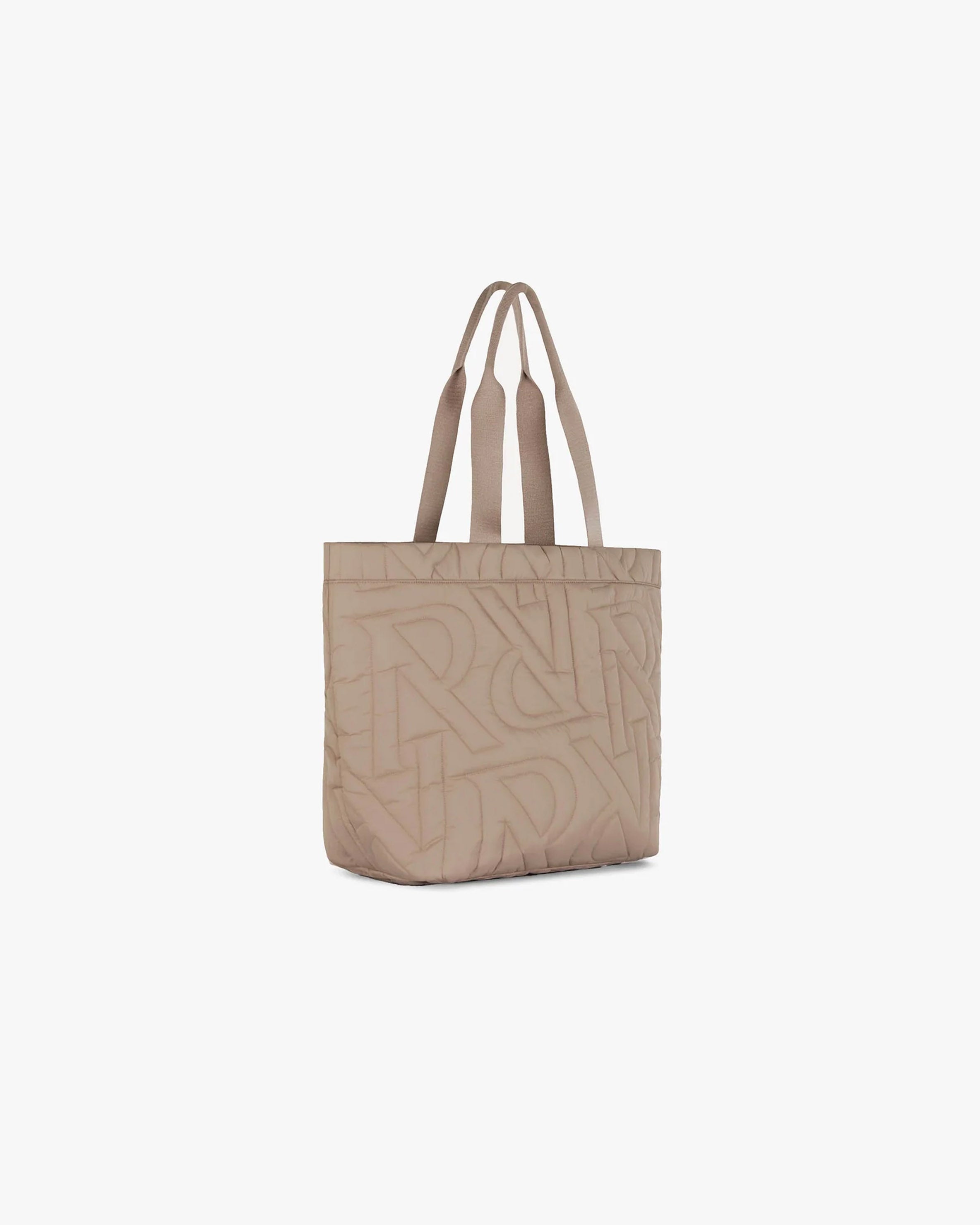 Initial Quilted Tote Bag - Mushroom